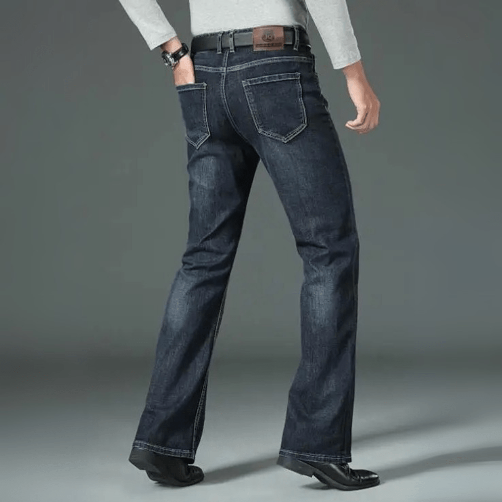 Mörkblå utsvängda jeans för herr