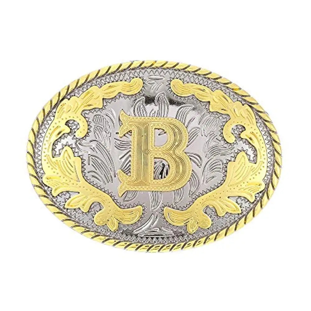 Ovalt westernbältesspänne med initial B