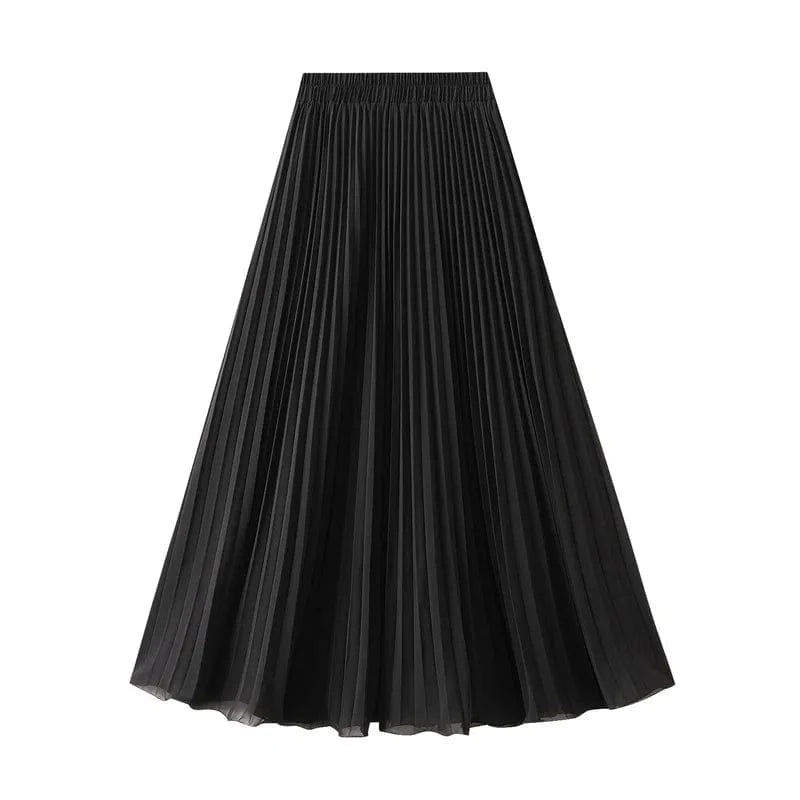Plisserad midikjol Svart / One Size