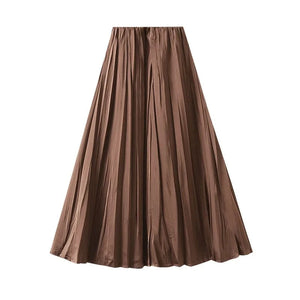 Plisserad satinkjol Brun / One Size