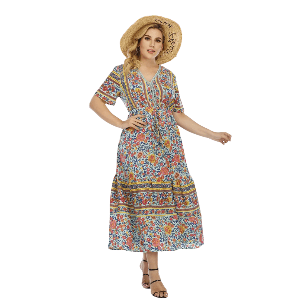 Plus size klänning i bohemisk stil