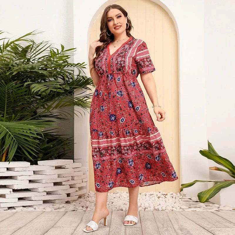 Plus size klänning i bohemisk stil