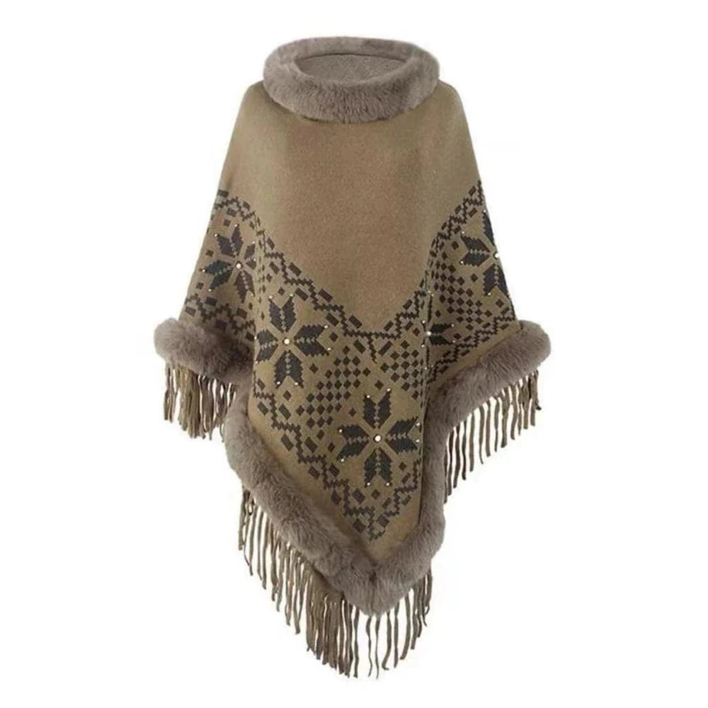Poncho med päls