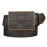 Präglat Texas Westernläderbälte Grå / 120cm