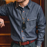 Retro denimskjorta för män Denimblå / S