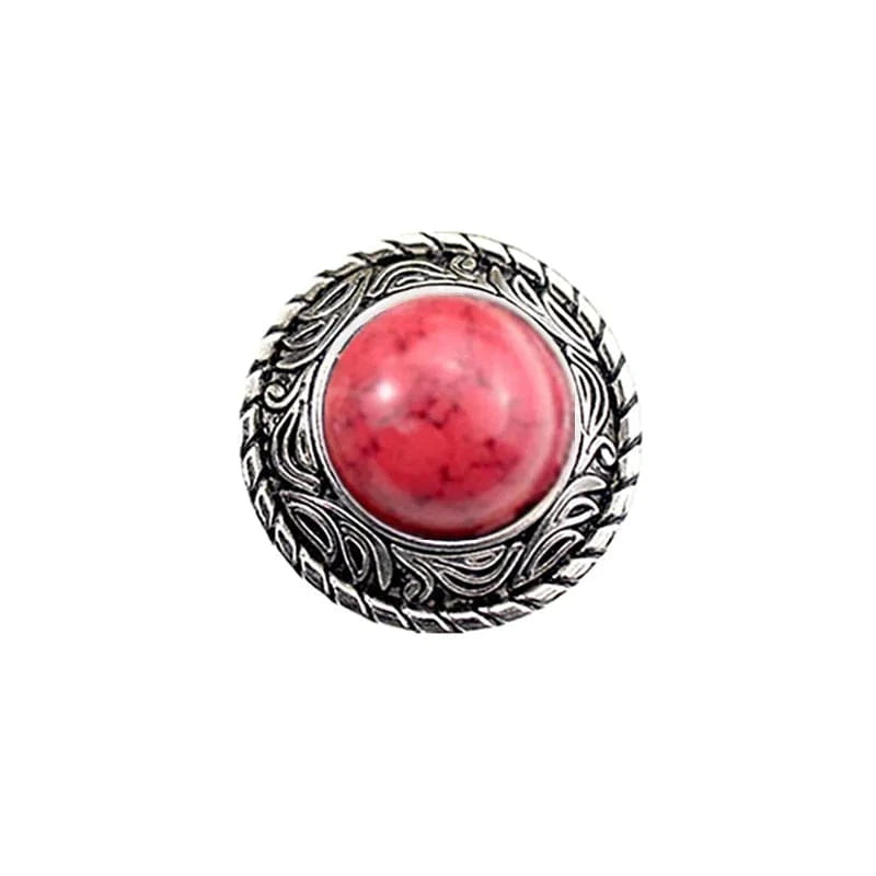 Runt concho i retrodesign med imitationsturkos Silver och röd / 12mm