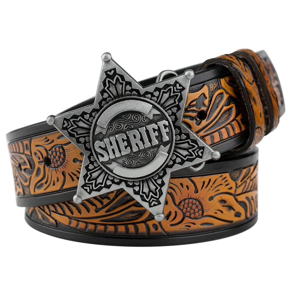 Sheriff westernläderbälte Silver kamel / 90cm