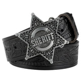 Sheriff westernläderbälte Silver svart / 90cm