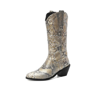 Cowboyboots med Ormskinnsmönster för Dam Guld / 36