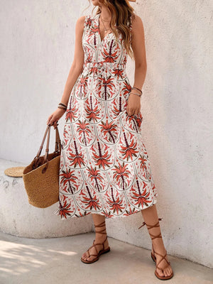 Sommarklänning med palmbladsmönster