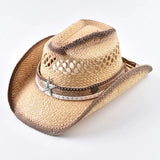 Strå cowboyhatt med stjärna Naturhalm / One Size