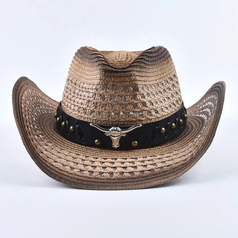 Strå Cowboyhatt Ventilerad Ljusbrun / Kan justeras