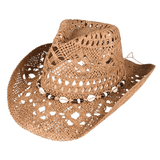 Stråhatt cowboy Snäckor Flätad Brun / Ungefär 56-58cm