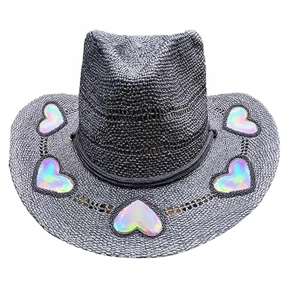 Suncatcher cowgirlhatt i halm Grå Hjärta