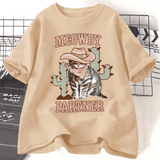 Tshirt med cowboykatt "Meowdy Partner" Beige / S