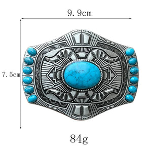 Turkis Bältesspänne Western Stil Silverfärgad