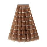 Tyllkjol med silverpaljetter Khaki / One Size