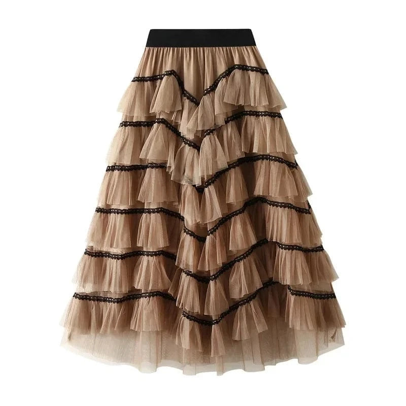 Tyllkjol med svarta kontrastband Khaki / One Size
