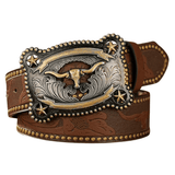 Vintage cowboybälte longhornspänne Brun / 120cm