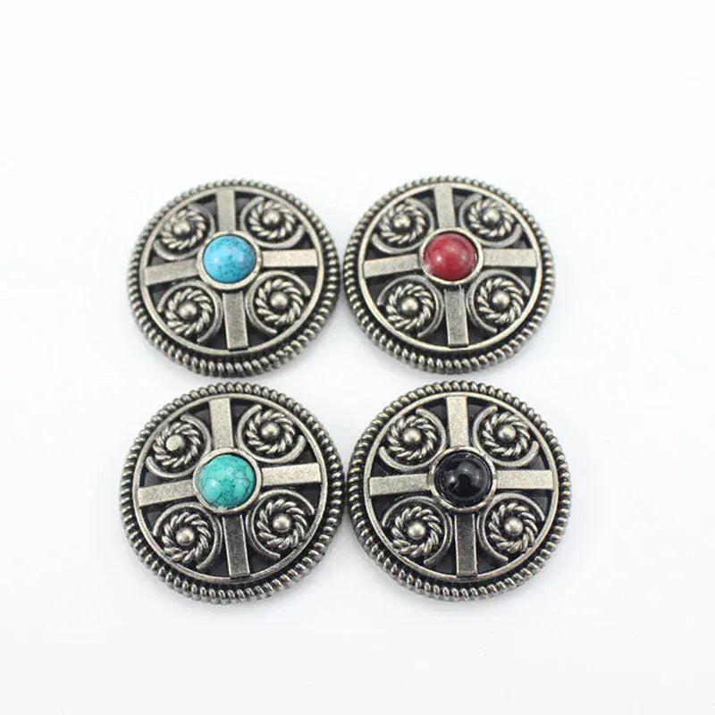 Vintage rund concho med sten