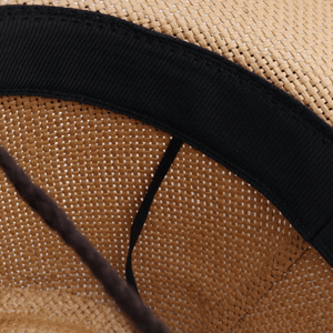 Vintage Stråcowboyhatt med Broderade Detaljer Beige strå / 56-58cm