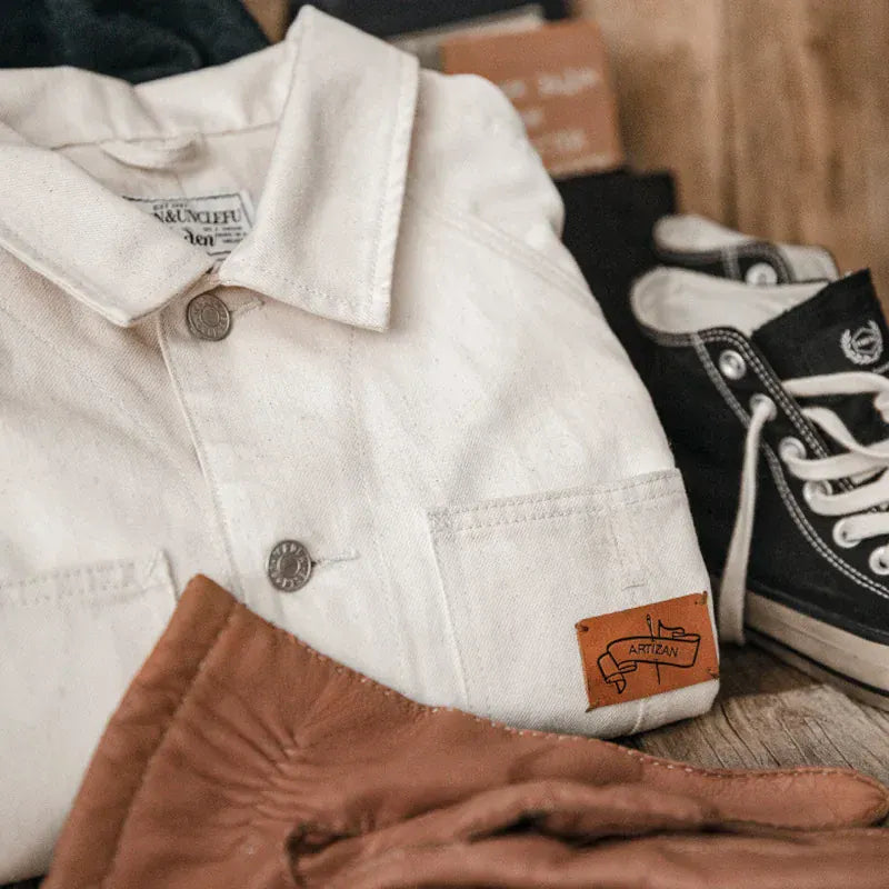 Vit arbets jacka jeans herr