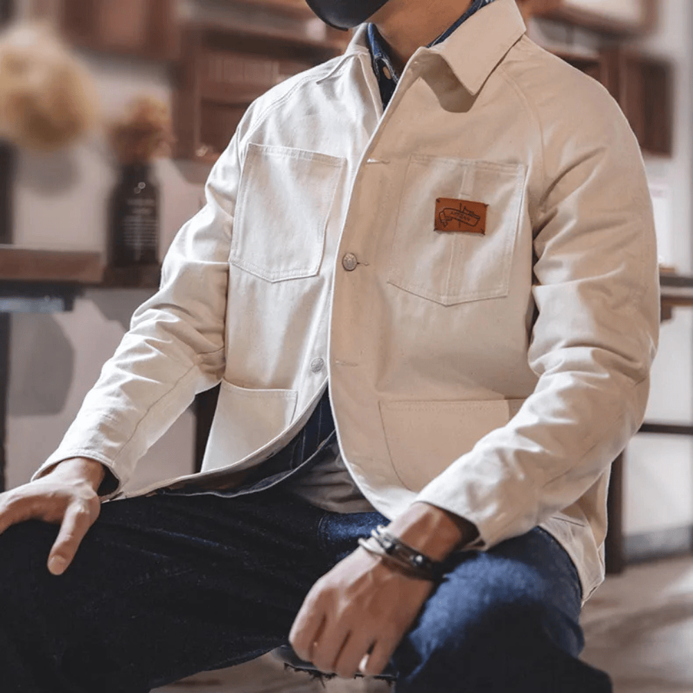 Vit arbets jacka jeans herr
