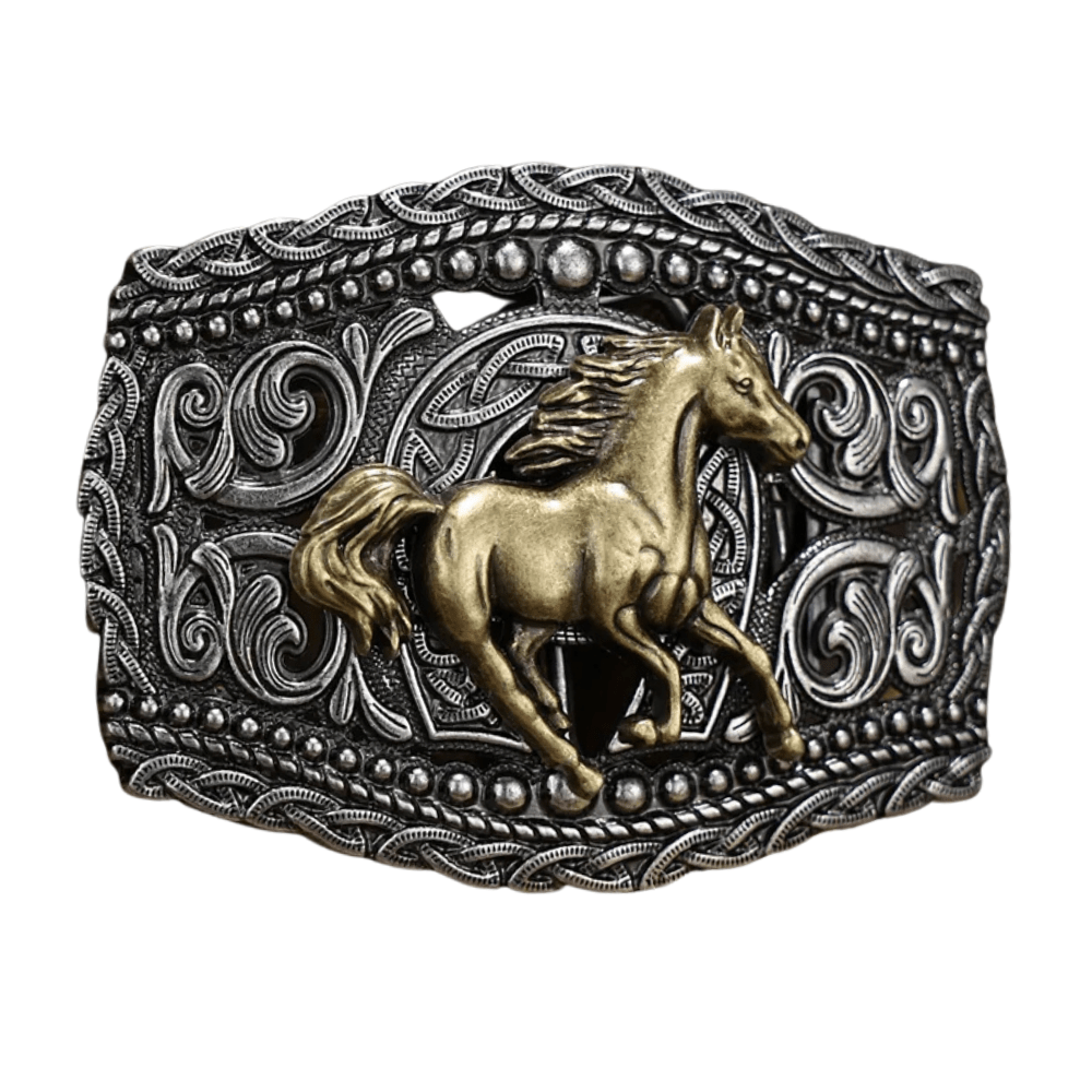 Western Bältesspännen Antika Motiv Mix Häst silver