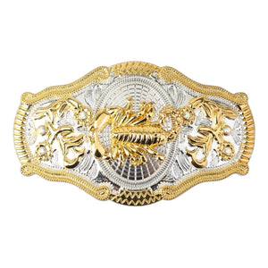 Western Bältesspännen Guld Silver Djurmotiv Vita Strass Blommig Relief Skorpion