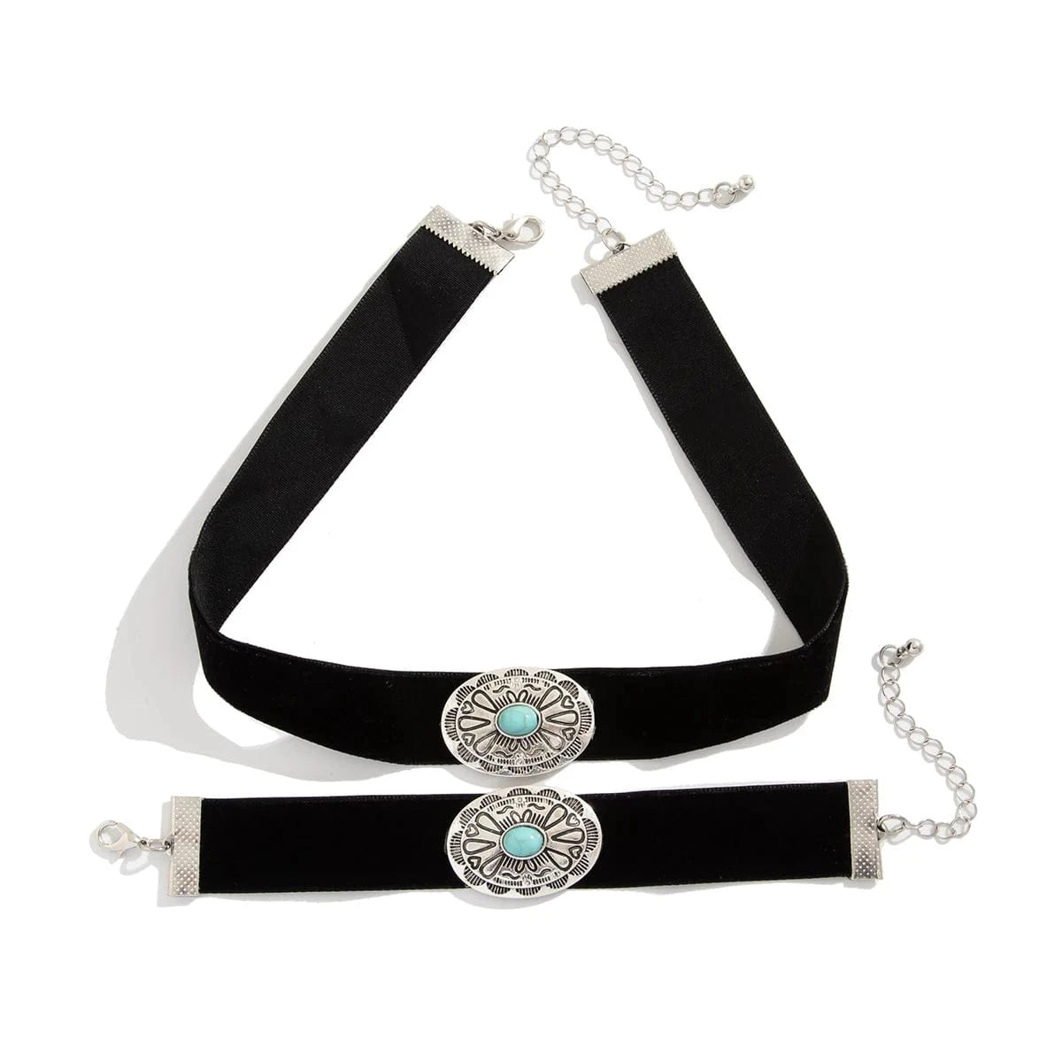 Western choker och armband set med turkos Svart och silver