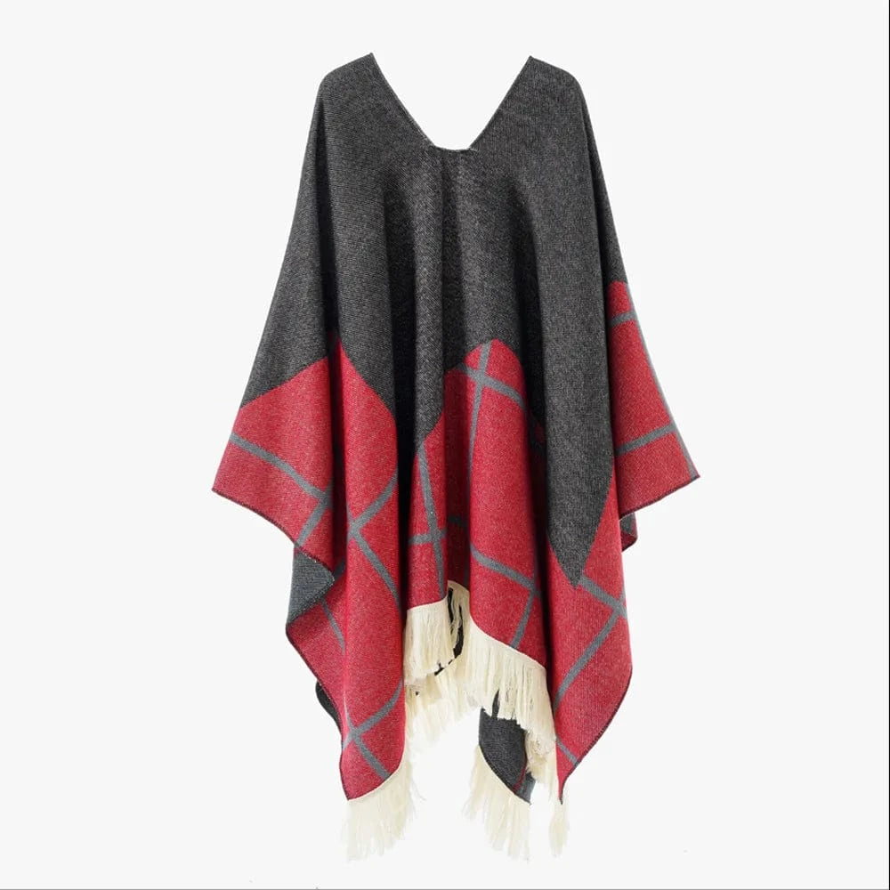 Western poncho Stjärna röd / One Size