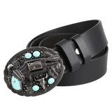 Westernbälte i äkta läder med pistolspänne Brun / 95cm