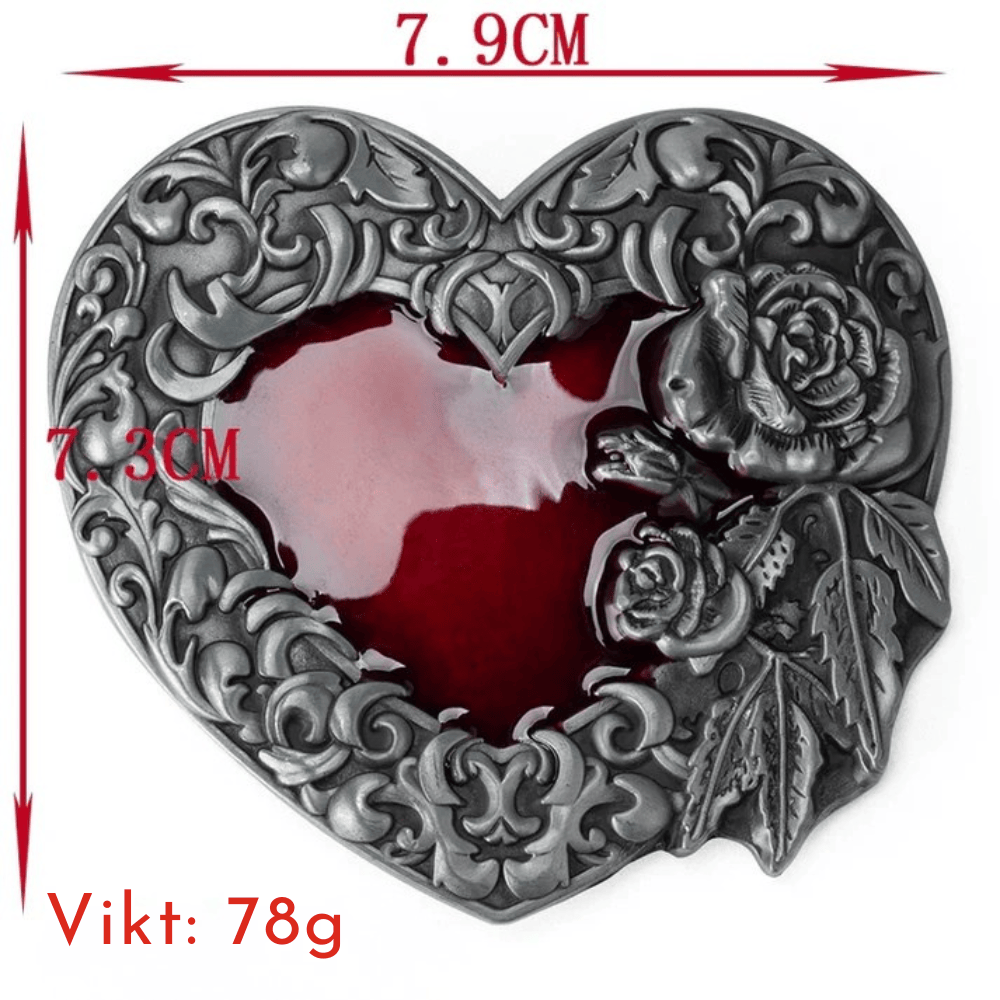 Westernbälte med rött hjärtspänne