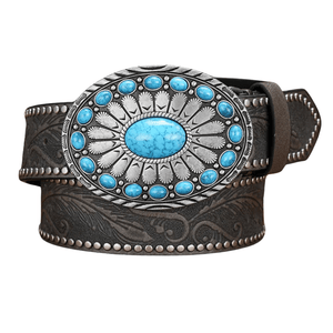 Westernbälte med turkos sten Grå / 120cm