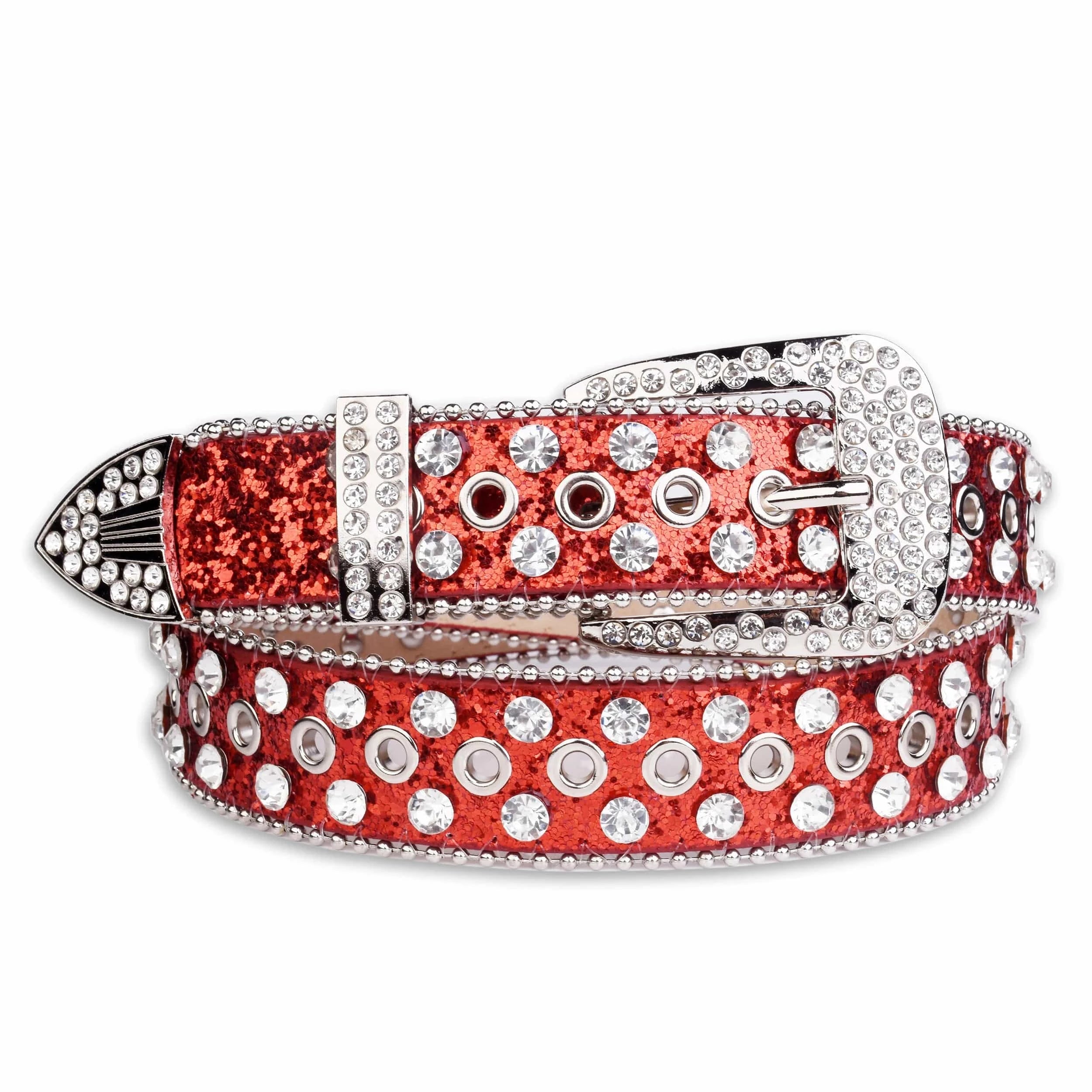 Westernbälte Silverfärgat med Strass och Nitar