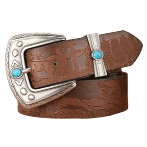 Westernbälte turkosprytt silver­spänne Brun / 120cm