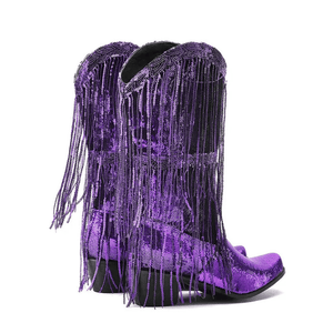 Westernboots med Glittrande Fransdesign