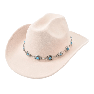 Westernhatt i Filttyg med Turkos Dekor Beige / 56-58cm