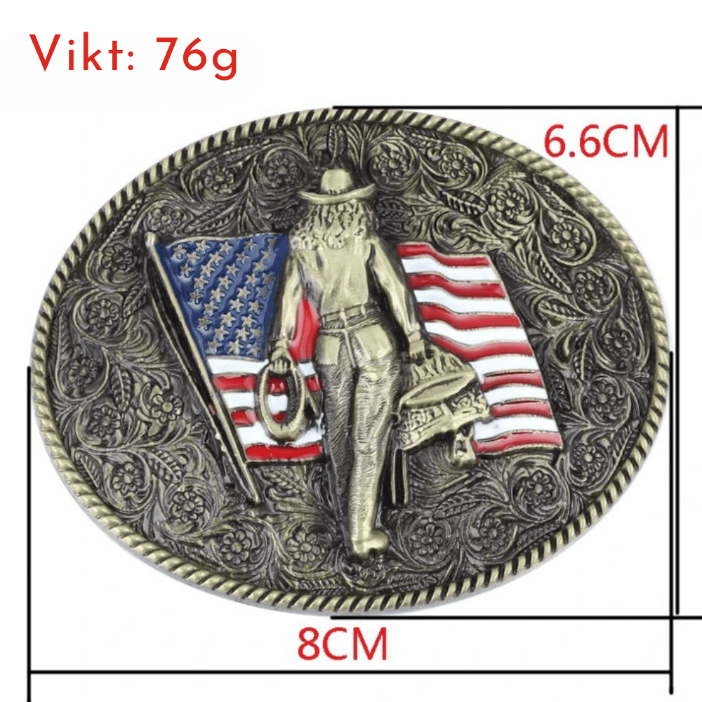 Westernläderbälte amerikansk flaggspänne