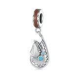 WOSTU Vintage 925 Sterling Silver Western Cowboy Leather Pendant Dream Catcher Charm Fit Original Bracelet DIY Jewelry Making SCC2565